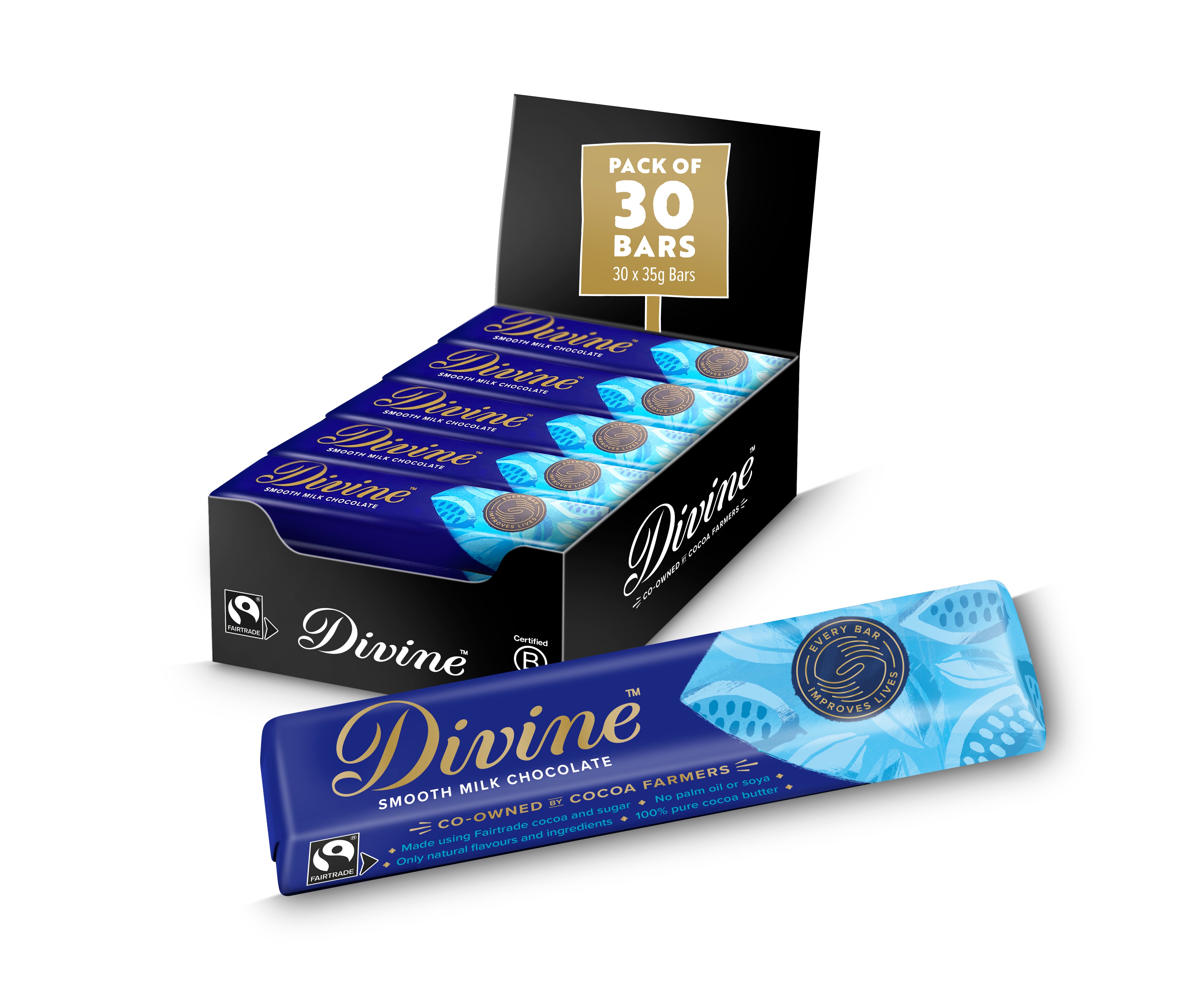 Divine Milk Chocolate Bar 35g 30 Pack Divine Chocolate divine-milk-chocolate-bar-35g-30-pack-divine-chocolate