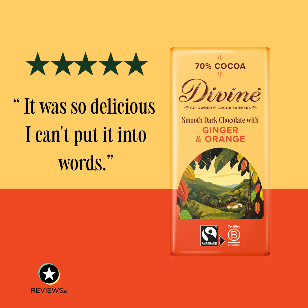 Divine 70% Dark Chocolate with Ginger & Orange 90g