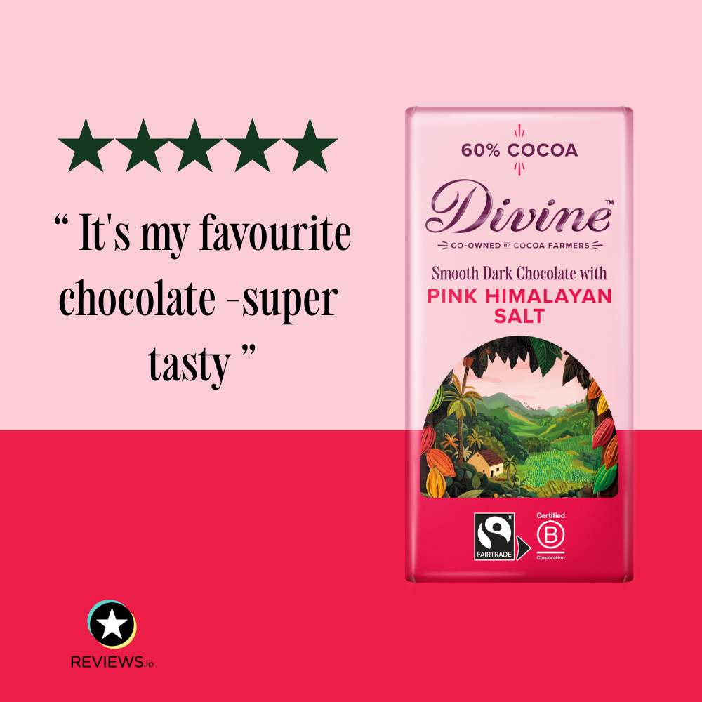 Divine 60% Dark Chocolate with Pink Himalayan Salt 90g