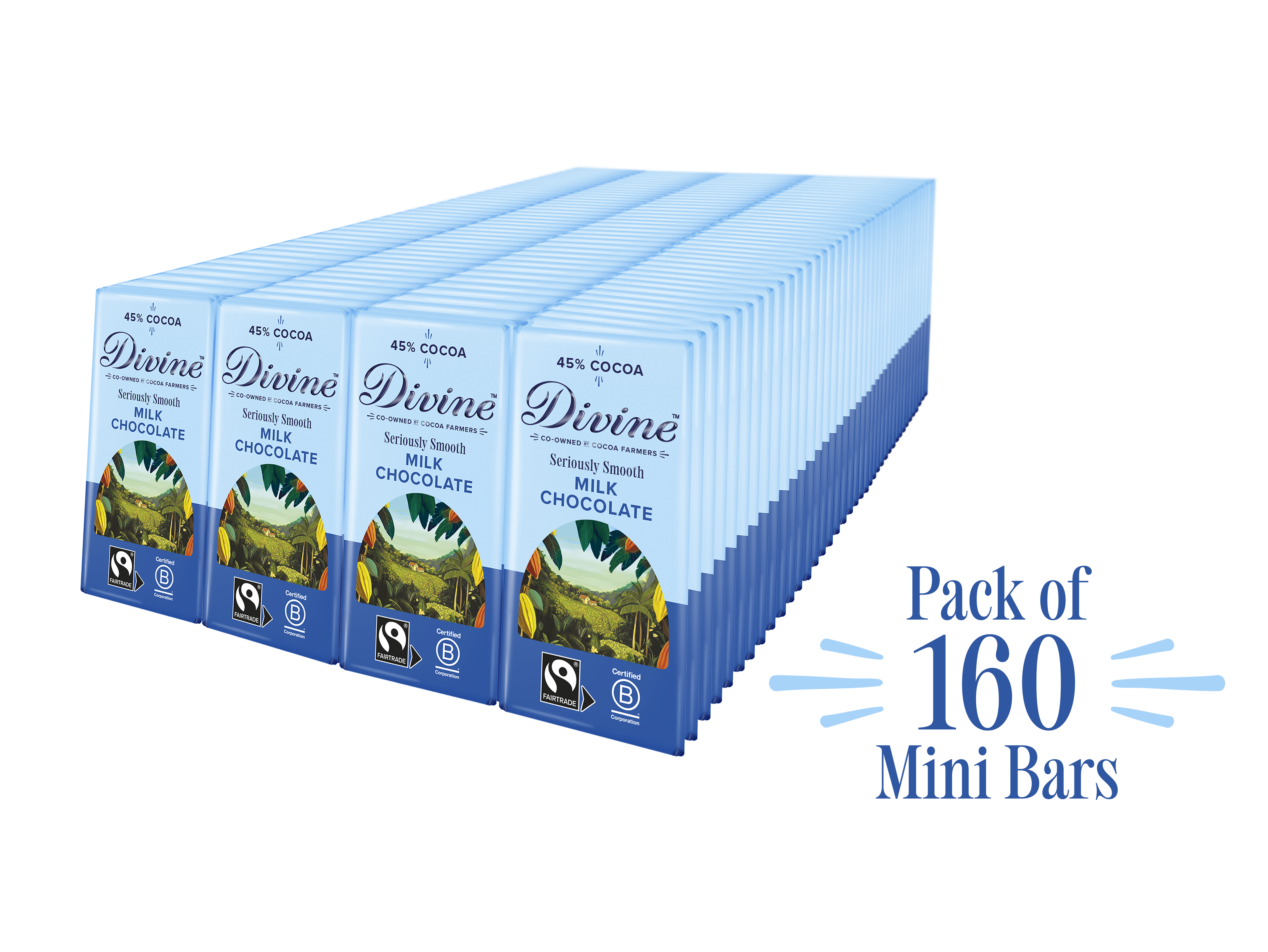 Divine 45% Milk Chocolate 12.5g bars x 160