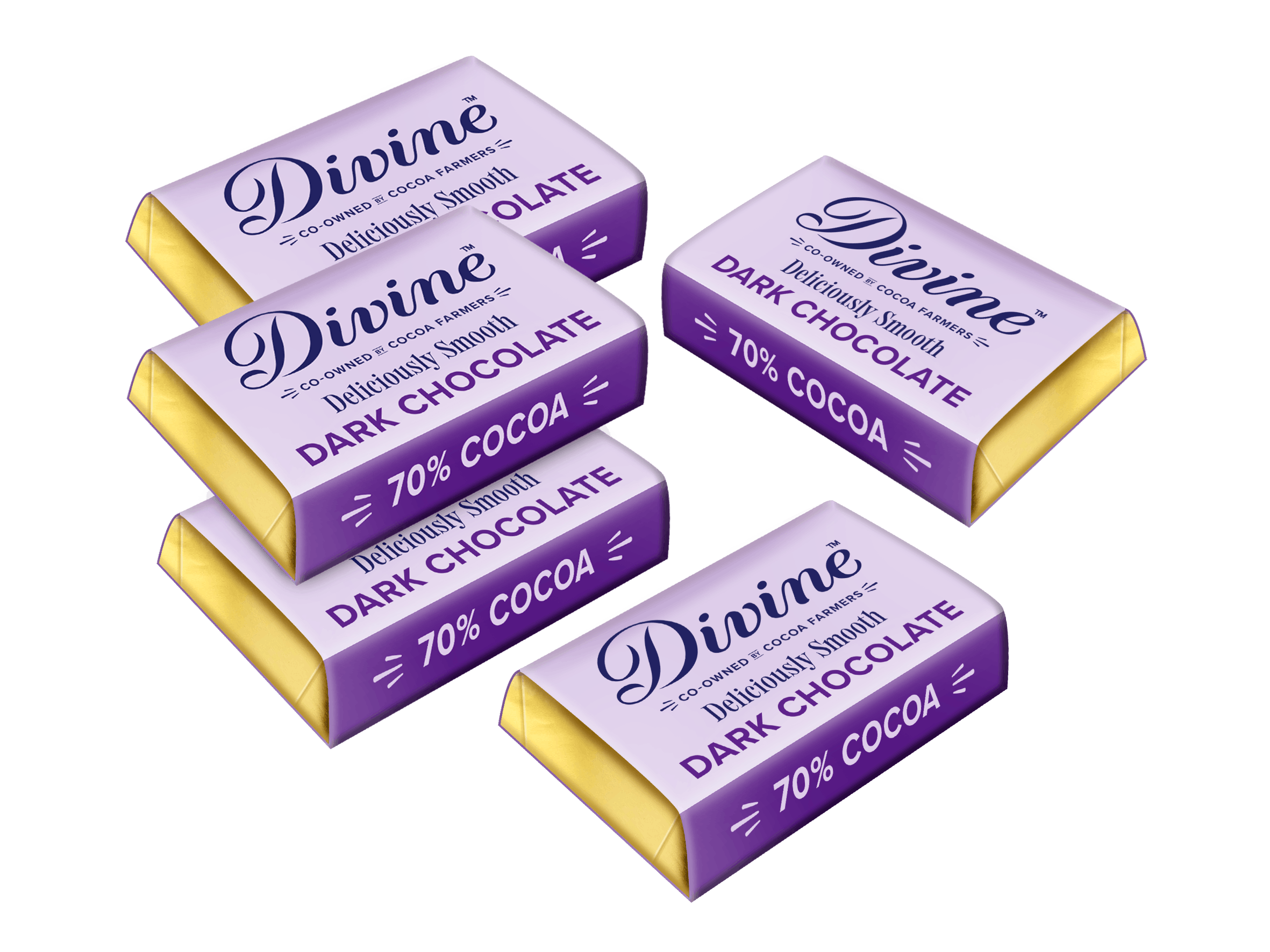 Divine 70% Dark Chocolate Mini Bars - 100 pack