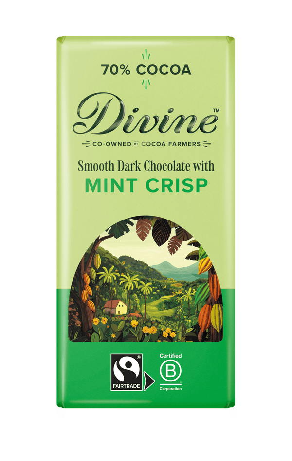 Divine 70% Dark Chocolate with Mint Crisp 90g