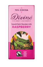 Divine 70% Dark Chocolate with Raspberries 90g