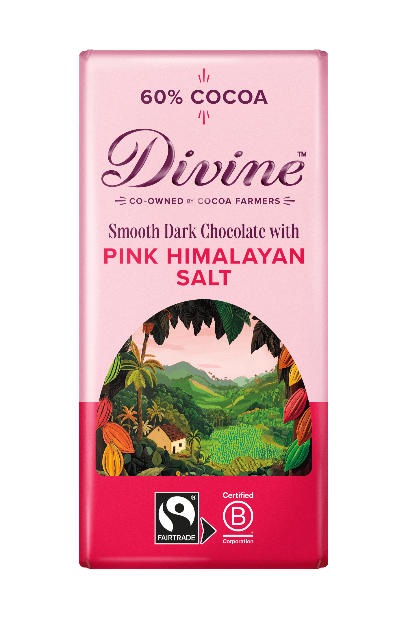 Divine 60% Dark Chocolate with Himalayan Salt bar 90g