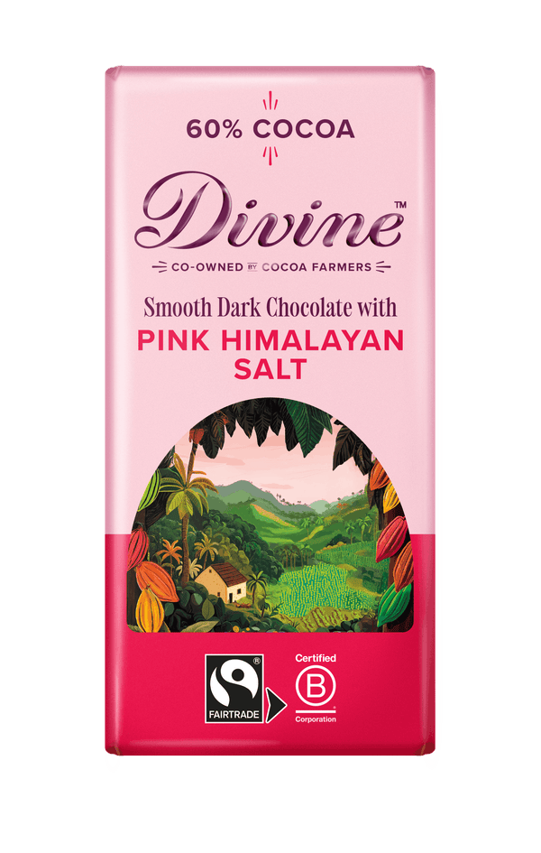 Divine 60% Dark Chocolate with Pink Himalayan Salt 90g