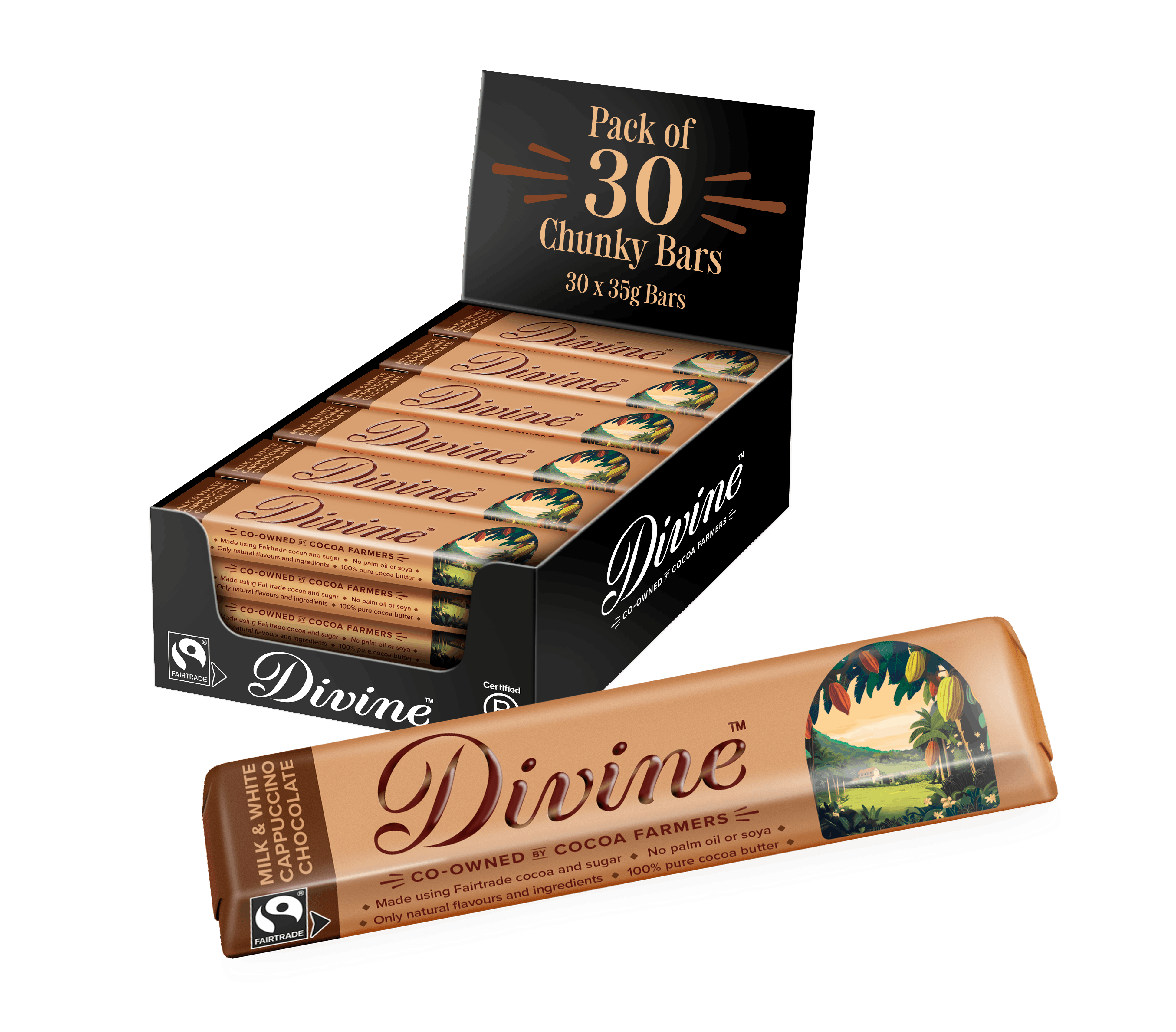 Divine Milk & White Choc Cappuccino Bar 35g x30 pack
