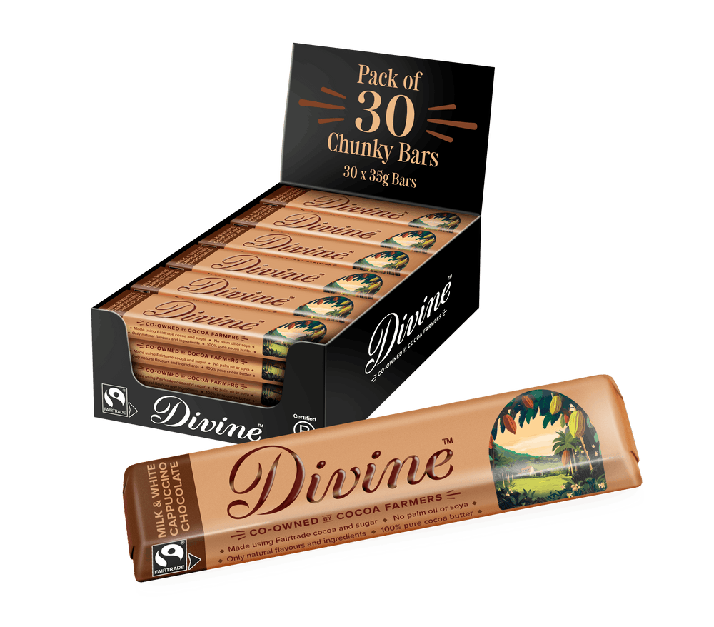 30 x Divine Milk & White Chocolate Cappuccino Bar 35g