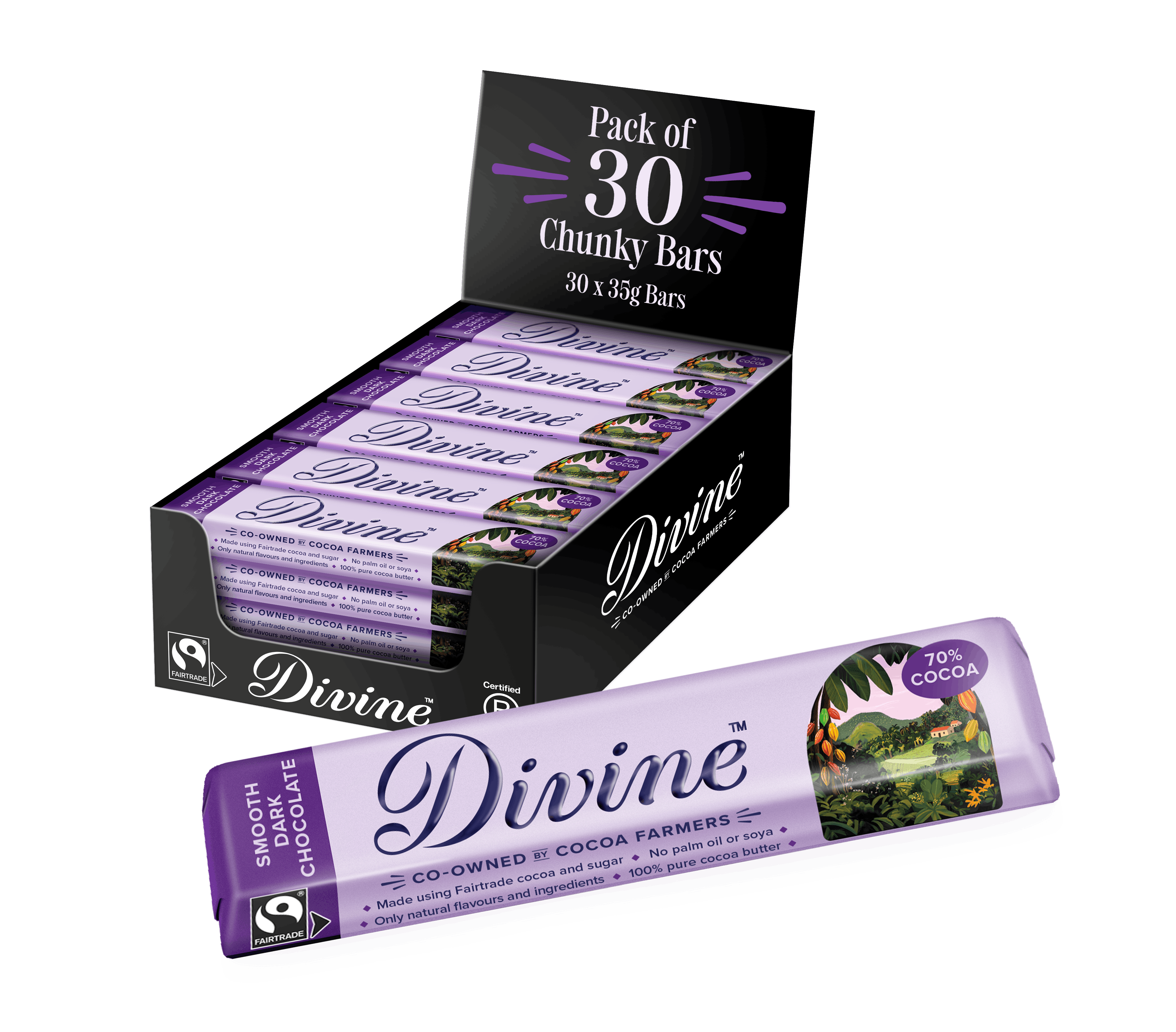 Divine 70% Dark Chocolate 35g - 30 pack