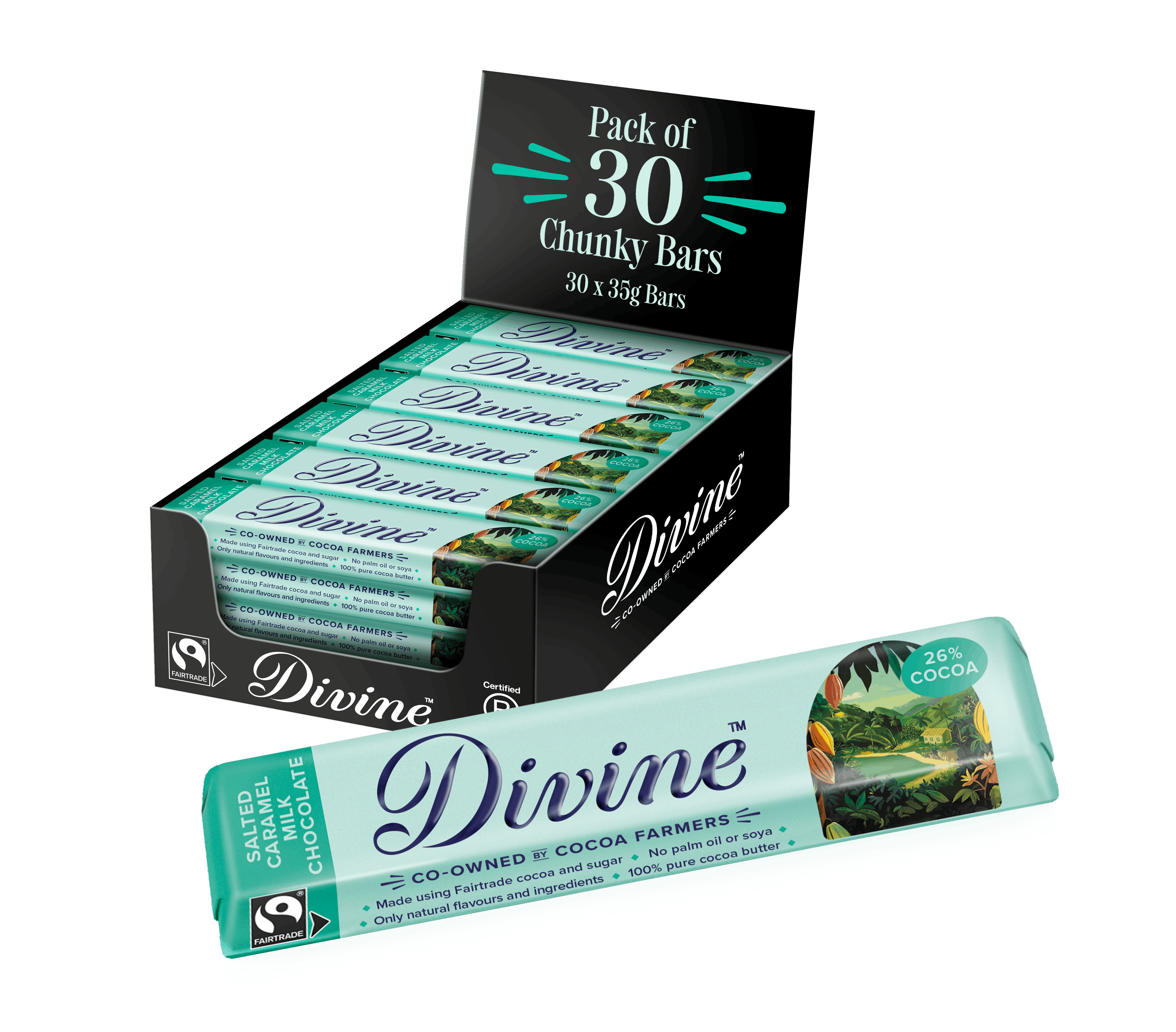 Divine Salted Caramel Milk Choc 35g x30 pack