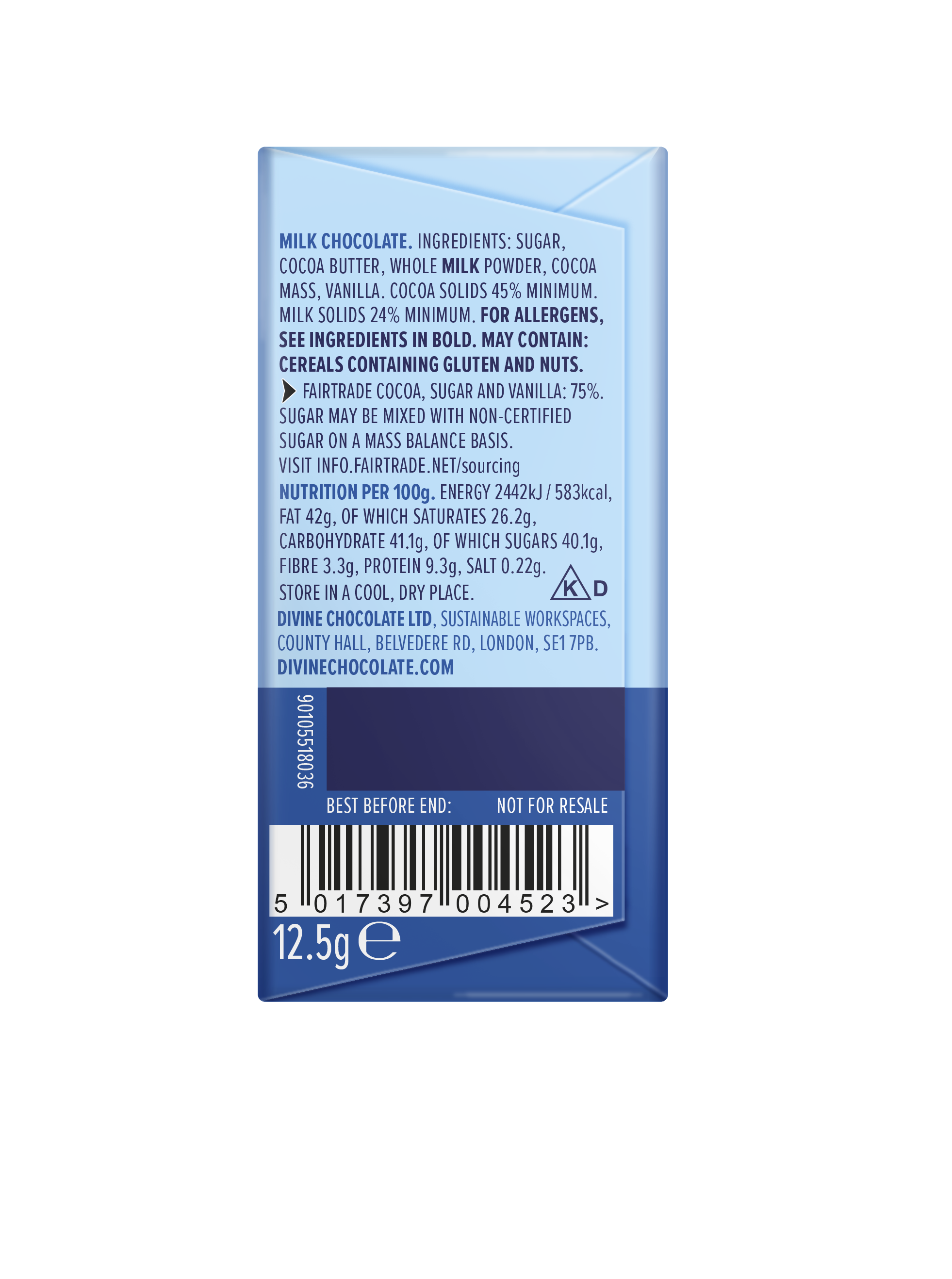 Divine 45% Milk Chocolate 12.5g bars x 160